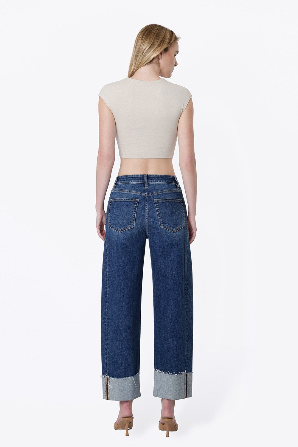 Flying Monkey Super High Rise Side Paneled Cuff Barrel Jeans