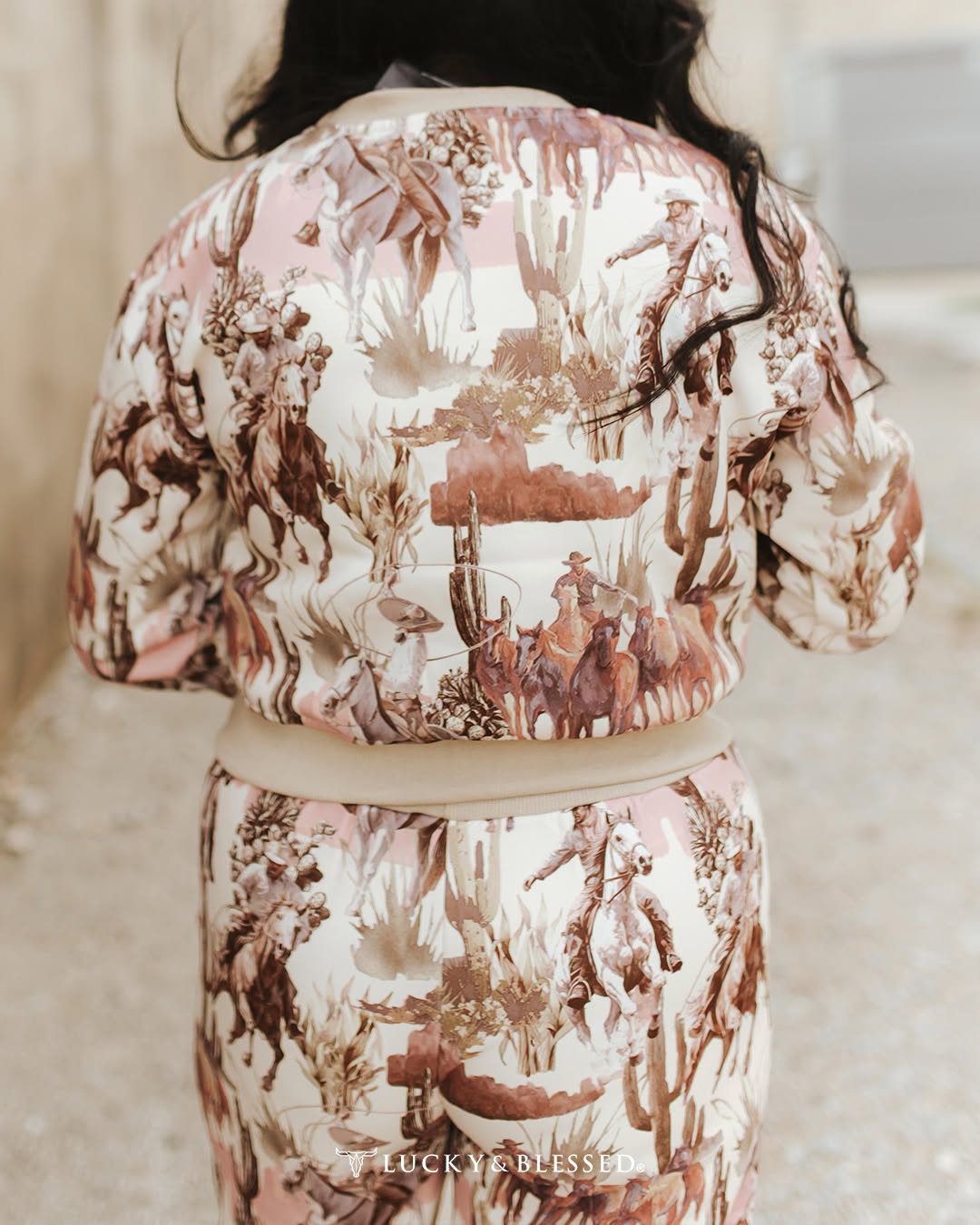 Western print sweatshirt back detail