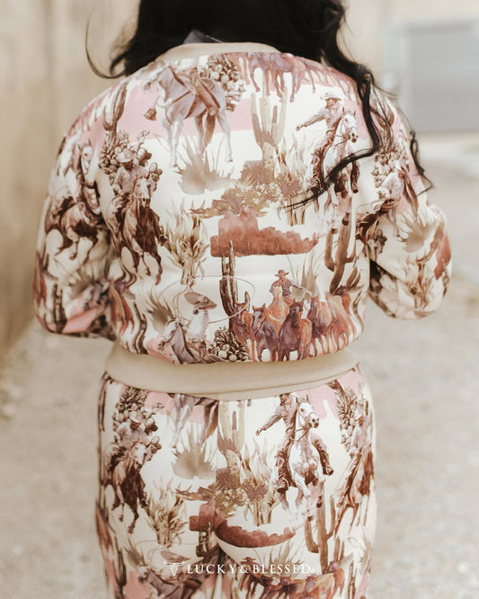 Western print sweatshirt back detail