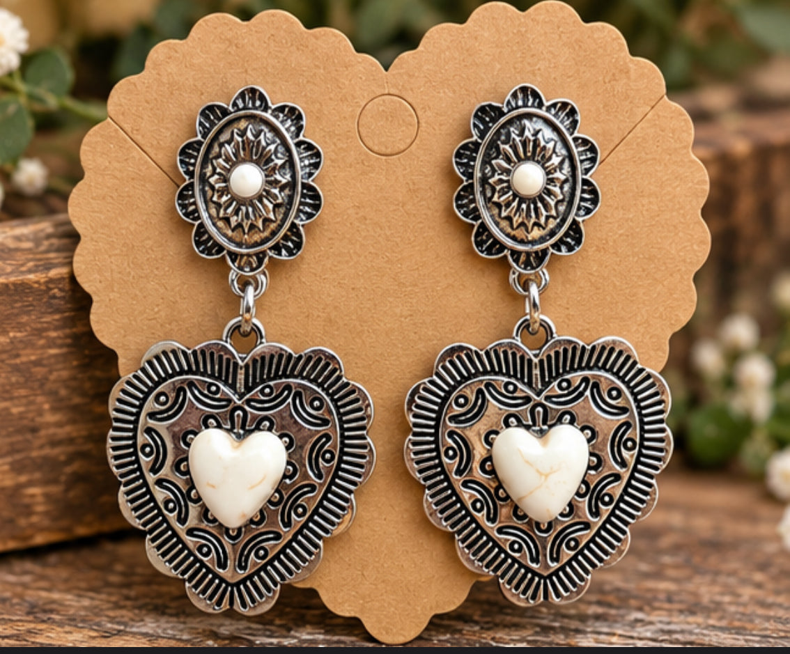 Silver Sweetheart Concho Earrings