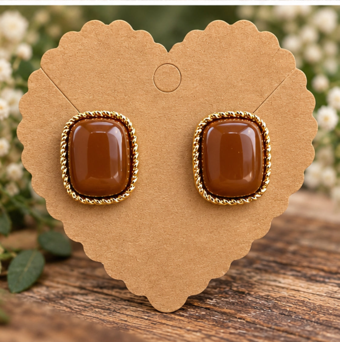 Saddle Stone Stud Earrings
