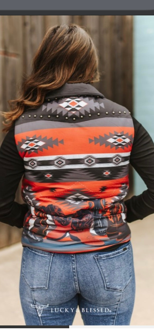 Lucky & Blessed Aztec Puffer Vest