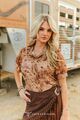 LUCKY AND BLESSED Camel Western Scene Mesh Button Down Shirt